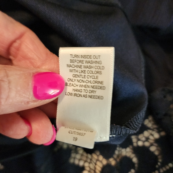 Robbie Lee Navy Blue Lace Dress Bare Shoulder Playful Chic 1X Romantic Sexy - Picture 10 of 13